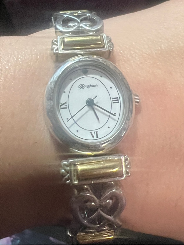 Brighton Silver And Gold Oval Bracelet Watch White Dial